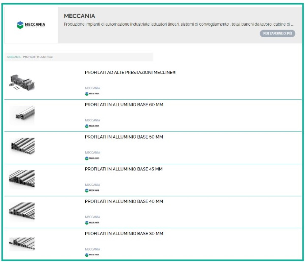MECCANIA SRL cresce e innova i suoi servizi tecnico – commerciali attraverso il nuovo configuratore online di profilati 3D
