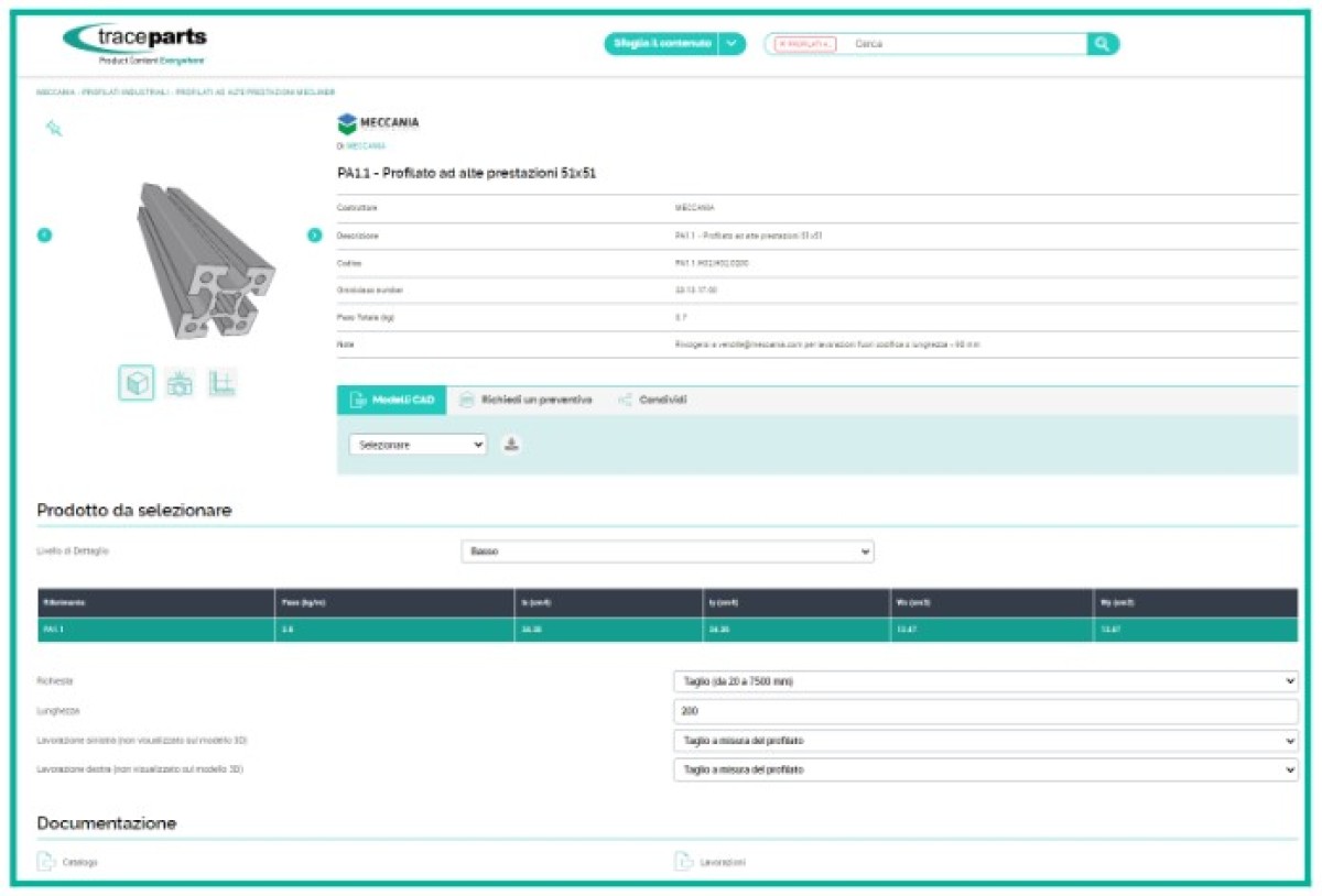 MECCANIA SRL cresce e innova i suoi servizi tecnico – commerciali attraverso il nuovo configuratore online di profilati 3D