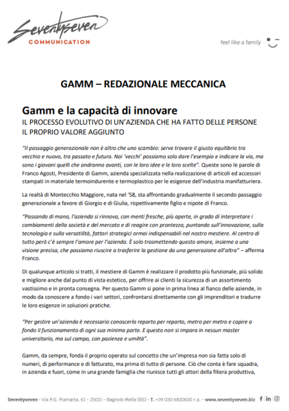 GAMM E LA CAPACITA' DI INNOVARE